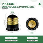 E26 to E17 Light Socket Adapter, Medium Screw E26 to Intermediate E17 Bulb Socket Adapter Converter, UL Listed (Black, 8)