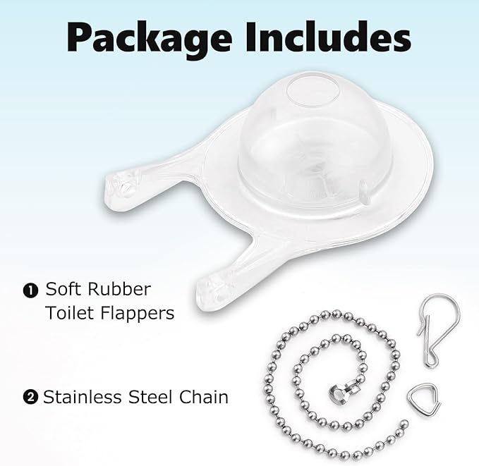 3 Inch Toilet Flappers Replacement for Gerber 99-827, Toilet Flapper with Stainless Chain and Hook, Toilet Replacement Parts (Clear 2 PCS)