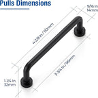 JOY DECOR Cabinet Pulls – 3-3/4 Inch Hole Center, Matte Black, 20 Pack, Zinc Alloy Cabinet Handles for Drawers & Cupboard – Vintage Style Hardware for Kitchen, Bathroom, Dresser, Furniture Makeover