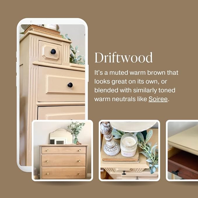 Country Chic All-in-One Chalk Paint for Furniture, Cabinets, Home Decor, Eco-Friendly, Matte Finish, Built-In Primer & Top Coat for Wood, Metal - Driftwood (Brown) - 4 oz (118 ml)