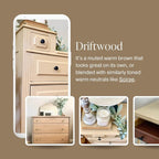 Country Chic All-in-One Chalk Paint for Furniture, Cabinets, Home Decor, Eco-Friendly, Matte Finish, Built-In Primer & Top Coat for Wood, Metal - Driftwood (Brown) - Pint 16 oz (475 ml)