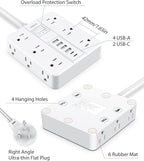 Power Strip Surge Protector 23ft Extension Cord,SMNICE Flat Plug with 12 Outlets 6 USB(2 USB C),Surge Protector Charging Station with Overload Protection for Home, Dorm,Office