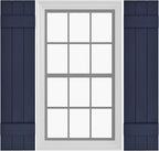 Board & Batten Vinyl Shutters (1 Pair) | 11"x39" (3-Board) - Navy Night Sky | Exterior Window Shutters | Includes Mounting Hardware | Simple Installation | Made in USA