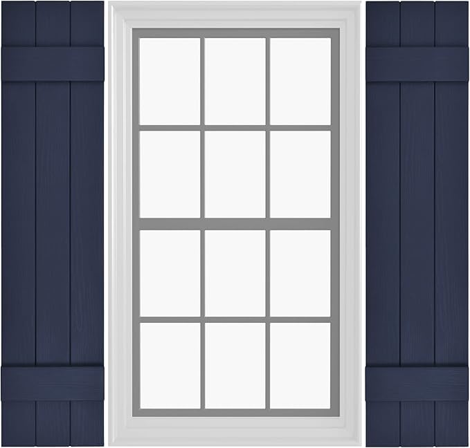 Board & Batten Vinyl Shutters (1 Pair) | 11"x39" (3-Board) - Navy Night Sky | Exterior Window Shutters | Includes Mounting Hardware | Simple Installation | Made in USA