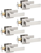 6 Pack Brushed Nickel Passage Door Levers Interior Door Handles, Heavy Duty Closet Hallway Door Handle Sets