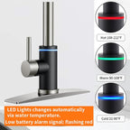 Smart Kitchen Faucet, 3 Modes Pull Down Sprayer, Touch On Sensor Activated, LED Temperature Control, 360-Degree Rotation,1 or 3 Hole Deck Plate. 10-Year Warranty. (KW-66NR, Brushed Nickel/Black)