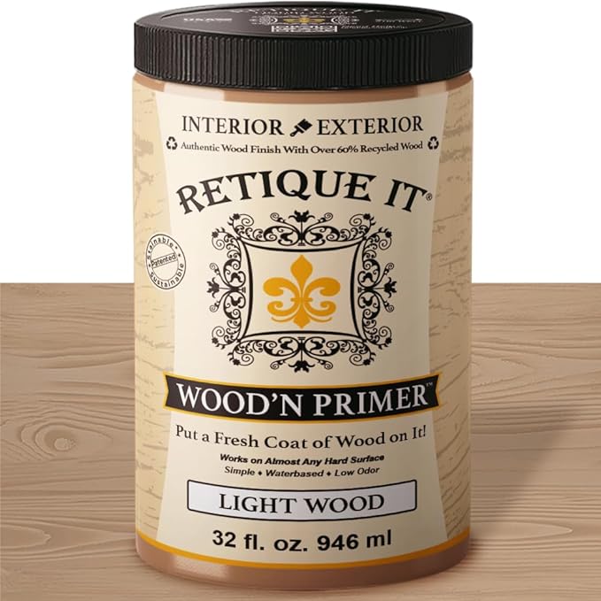 Retique It Wood'n Primer - Paint it then stain it - Stainable Wood Fiber Paint (Light Wood, Large)