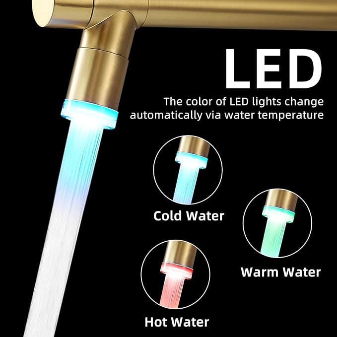 Gold Kitchen Faucet with Sprayer AIMADI,Modern Single Handle Spring Gold Kitchen Sink Faucet