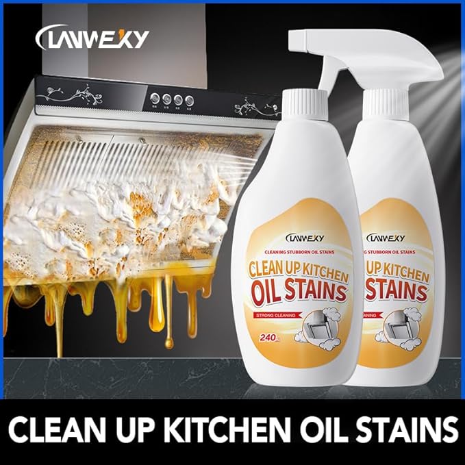 LANWEXY-heavy duty glass stove top oven bbq grill microwave cooktop cleaner spray、for outdoor grill electric stove top、non toxic fume free (2 bottles【recommended for light oil stains】)