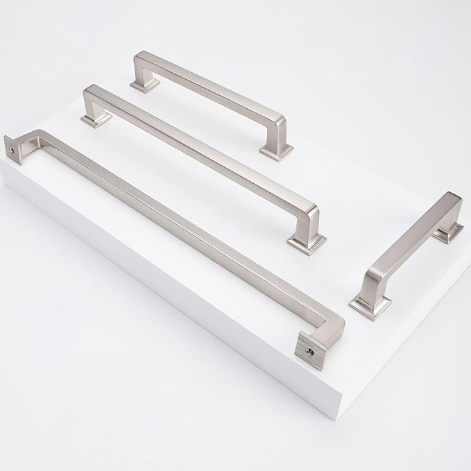 COTYKILEY 10 Pack 7.5 Inch(192mm) Brushed Satin Nickel Cabinet Handles Kitchen Cabinet Pulls Cabinet Door Handles Kitchen Cabinet Hardware Cupboard Drawer Pulls