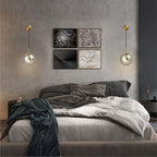 KCO Lighting Modern Glass Globe Wall Sconce Minimalist Gold Wall Mounted Sconce Light with Smoke Grey Lampshade Round Wall Lamp for Bathroom Mirror Bedroom (Smoke Grey-2PC)