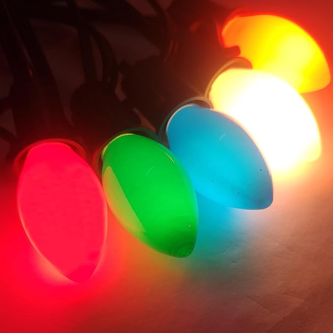 C9 Christmas Light Replacement Bulbs, 25 Pack Ceramic Multicolor Christmas Light Bulbs 7W Night Light Bulb, E17 Intermediate Base Light Bulbs Incandescent Bulbs for Outdoor Vintage Christmas Lights
