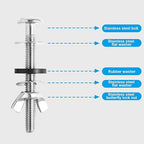 4PCS Universal Toilet Seat Bolts Kit,5/16 * 3.15 Inch Heavy Duty Stainless Steel Toilet Seat Screws with Specially Designed Stainless Steel Butterfly Downlock Nuts，Easy Installation and Long Lasting