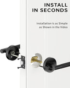 Asidrama 1 Pack Privacy Door Handles, Door Lever with Door Knobs Indoor for Bedroom or Bathroom, Heavy Duty Black Door Handles Interior with Locks for Left Right Sided Doors