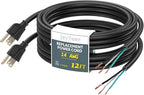 2 Pack 12 ft 14/3C SJTW Appliance and Power Tool Cord, 14 Gauge 3 Prong Heavy Duty Replacement Power Supply Cord Cable, 110V 115V 120V AC Pigtail, 15A, 1875w