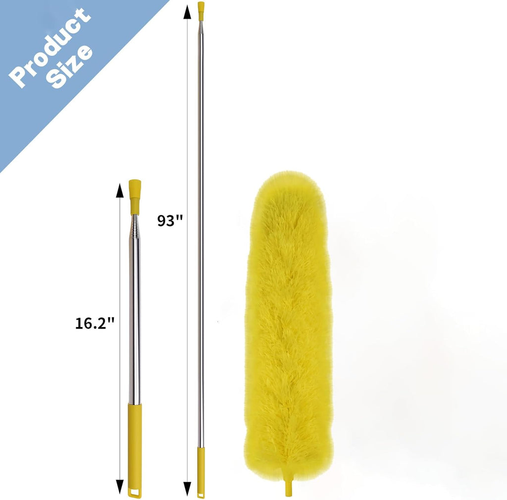 Cobweb Duster with Extension Pole, 110" Microfiber Feather Duster Kit with Bendable Washable Heads, Spider Web Brush, Dusters for Cleaning Ceiling Fan, High Ceiling, Blinds, Furniture & Cars