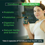 Gut Health Supplement Coreboost with Ashwagandha, Carom Seeds, Turmeric - Prebiotics and Probiotics for Women & Men - 2 Billion CFU-Best for Digestive Health, Bloating Relief, Gas Reduction