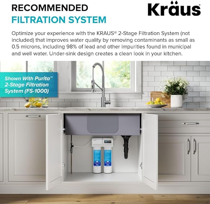 KRAUS Bolden 2-in-1 Commercial Style Pull Down Single Handle Water Filter Kitchen Faucet for Reverse Osmosis or Water Filtration System in Spot-Free Stainless Steel/Matte Black, KFF-1610SFSMB