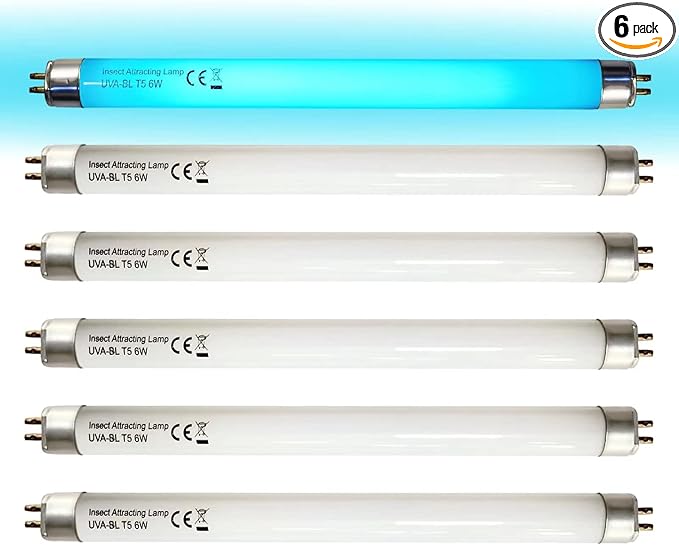6 Pack UVA-BL T5 6W 32050 F6T5/BL Replacement Bulb Fluorescent Light Tube 6 watt for DynaTrap DT2000XL,DT2000XLP and DT3012, 9 Inches