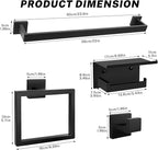 Matte Black Towel Bar Set 10-Piece Black Bathroom Hardware Set Towel Holder Set Includes 23.6 Inch Towel Bar,Toilet Paper Holder with Shelf,Stainless Steel Wall-Mounted Bathroom Set