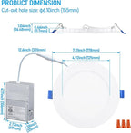 TORCHSTAR 6 Inch Slim LED Recessed Lighting with Junction Box, CRI90 Aluminum Dimmable 12W Ultra-Thin Recessed Light, 4000K Cool White, 1100LM Basic Series LED Downlight, ETL & ES & FCC, Pack of 6