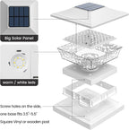 APONUO Deck Post Lights Solar Powered 12 Pack, Waterproof Outdoor LED Deck Lights for 4x4, 5x5, 6x6 Fence Posts, Warm/Cool White Light, All-Night Lighting, Auto On/Off, Patio Garden Yard Decor