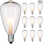 Abeja 10-Pack Edison Replacement Light Bulbs,7-Watt E12 Candelabra Base ST38 Replacement Clear Glass Light Bulbs for Outdoor Patio String Lights, Warm White
