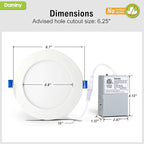 DAMINY 24 Pack 6 Inch LED Recessed Lighting with Junction Box,5CCT,Ultra-Thin Recessed Light,10W 1100lm, Dimmable Canless Wafer Ceiling Light, High Brightness - ETL