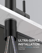 WEWE Kitchen Faucets with Pull Down Sprayer, Stainless Steel Single Handle 1 Hole for Family Kitchen Commercial Camper Laundry Rv Bar, Matte Black