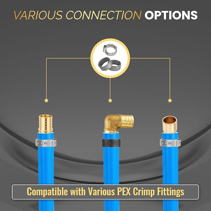 3/4 Inch-100 ft Foskan Blue PEX-B Pipe,Water Tubing with a Pipe Cutter,10 PCS Brass Crimp Fittings & 30 PCS Pex Clamps