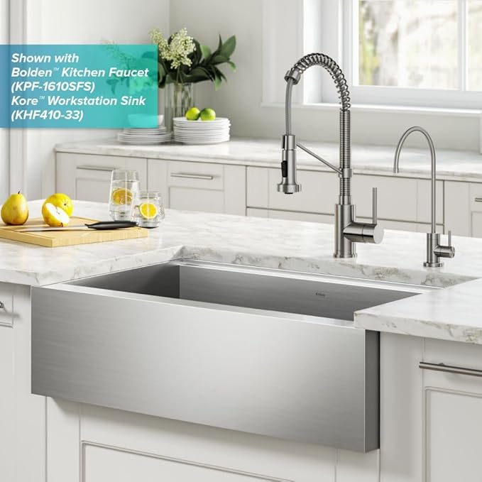 KRAUS Purita 100% Lead-Free Kitchen Water Filter Faucet in Spot Free Stainless Steel, FF-100SFS