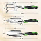 LASZOLA 3 Piece Garden Tool Set Include Hand Trowel Rake and Transplant Shovel for Women, Indoor Heavy Duty Small Spade Kit with Ergonomic Handle to Weed and Loosen, for Mom and Plant Beginner, Green