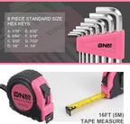 DNA MOTORING 39-Piece Household Tool Set General Repair Small Hand Tool Kit Storage Case for Home Garage Office College Dormitory Use, Pink, TOOLS-00009