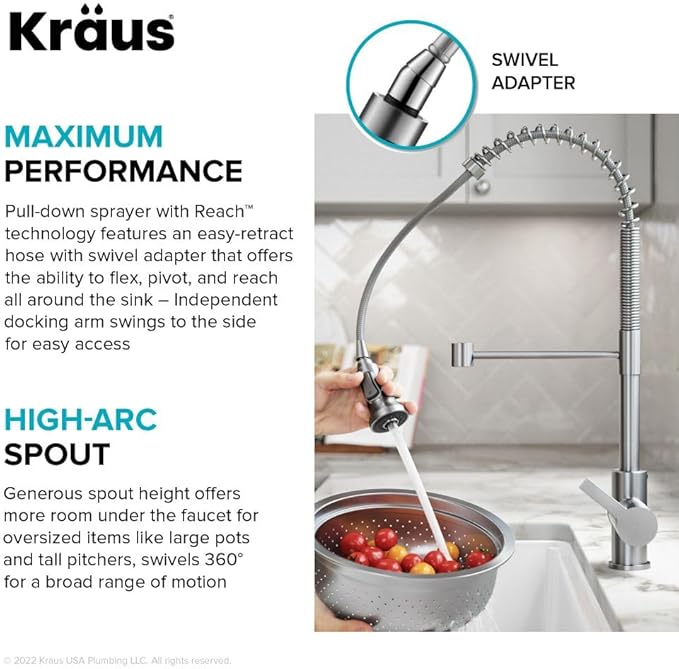 KRAUS Britt Touchless Sensor Commercial Single Handle Pull Down Kitchen Faucet in Spot Free Stainless Steel, KSF-1691SFS