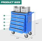 5-Drawer Rolling Tool Chest Toolbox, Rolling Tool Box with Wheels, Tool Chest with Keyed Locking System and Drawer Liners, Tool Box Organizer for Garage, Warehouse, Workshop(Blue)