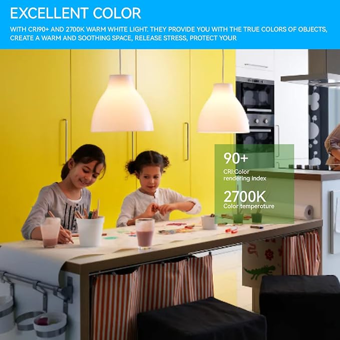 Jensense Edison LED Light Bulbs E26 Bulb 60 watt Equivalent Dimmable Light Bulbs 2700K Warm Soft White Vintage 7W Edison Bulbs 110V 120V 800 Lumen CRI90, 4 Pack
