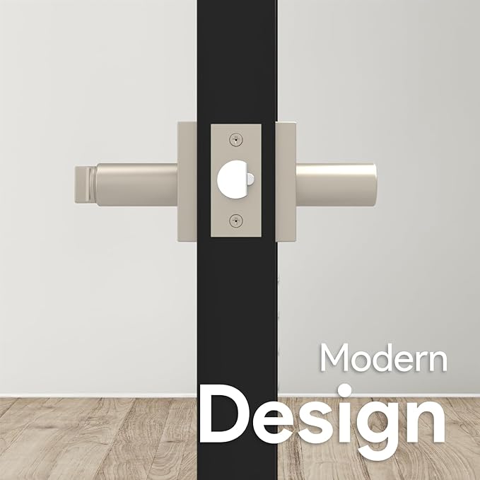 Mega Handles - Prime Entrance Handle, Entry Lever Door Handle, Heavy Duty Square Locking Lever Set for Left or Right-Handed Doors, Interior/Exterior Door Levers - Satin Nickel