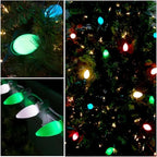 25 Pack C9 LED Replacement Christmas Light Bulbs, E17 Base Led Bulb Outdoor Christmas Lights, Waterproof Commercial Grade Holiday Decoration Replacement Bulbs for String Lights (Green)