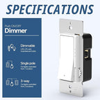 ThunderWay Digital Dimmer Light Switch, Single Pole/3-Way LED Slide Dimmer, for 300W Dimmable LED/CFL Lights and 700W Incandescent/Halogen, Wall Plate Included, 5 Pack, Matte White