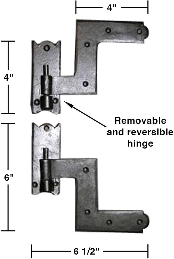 Renovators Supply Manufacturing - Heavy-Duty Black Wrought Iron Shutter Lift Off Pintle Hinges Colonial Pin Reversible for Doors, Window and Shutters with Hardware 6 1/2 Inches, Pack of 8 Pairs