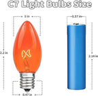 25 Pack C7 Replacement Bulbs, Orange Halloween Light Bulbs, E12 Candelabra Base 5W Incandescent for Outdoor String Lights, Christmas Tree Patio Porch Holiday Party Decor