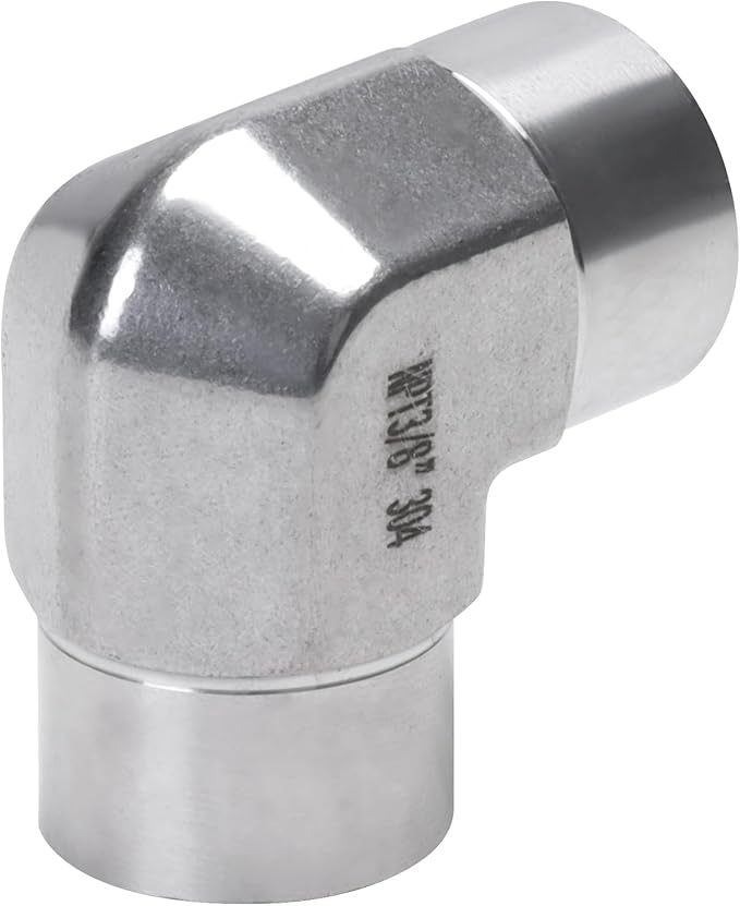 90 Degree Street Elbow - 3/8" NPT Female to 3/8" NPT Female Stainless Steel 304 Heavy Duty Forged Barstock Street Elbow Adapter Pipe Fitting (pack of 5)