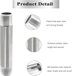 GeilSpace 3/4" x 16" Stainless Steel Pipe, 304 Pipe Nipple Fits Standard 3/4 Inch Threaded Pipes and Fittings, DIY Industrial Metal tube (2 PCS)