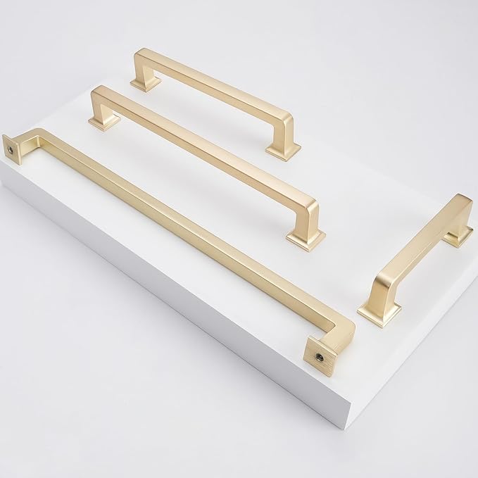 COTYKILEY 10 Pack 7.5 Inch(192mm) Brushed Brass Cabinet Handles Gold Kitchen Cabinet Pulls Cabinet Door Handles Kitchen Cabinet Hardware Cupboard Drawer Pulls Dresser Handles