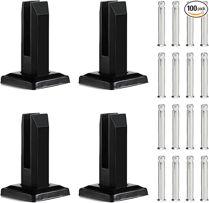 T316 Stainless Steel Glass Railing Clamp,Heavy Duty Glass Railing Spigot,Railing Post Clamp (4, Black)