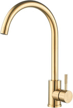 Single Handle High Arc Brushed Gold Kitchen Faucet Stainless Steel Commercial Single Hole Kitchen Sink Faucet,Modern One Hole Bar Sink Faucet(Brushed Gold)