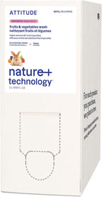 ATTITUDE Fruit & Vegetable Wash Refill, Food-Safe Produce Wash, Removes Dirt & Residue, Vegan & Plant-Based Ingredients, Unscented, 67.6 Fl Oz