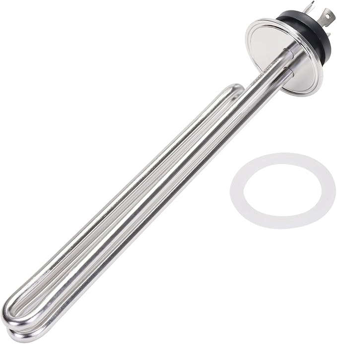 DERNORD 240V 3500W Tri-clamp Foldback Heating Element Stainless Steel Immersion Water Heater with 3-Wire Electrical Locking Plug (2 Inch Tri clamp)