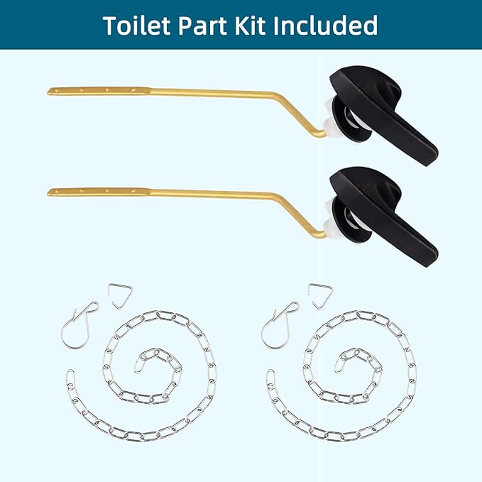 2Pack Universal Side Mount Toilet Handle Replacement Kit Compatible with Kohler K-GP30324-CP/Glacier Bay Toilet with Flapper Chains, Metal Toilet Flusher Lever, Oil Rubbed Bronze