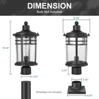 Darkaway Large Outdoor Post Lights Lamp Posts Outdoor Lighting, 17inch Aluminum Post Lights Waterproof Outdoor Light Fixtures with Glass, Light Posts for Outside Patio Yard (Large, Black)